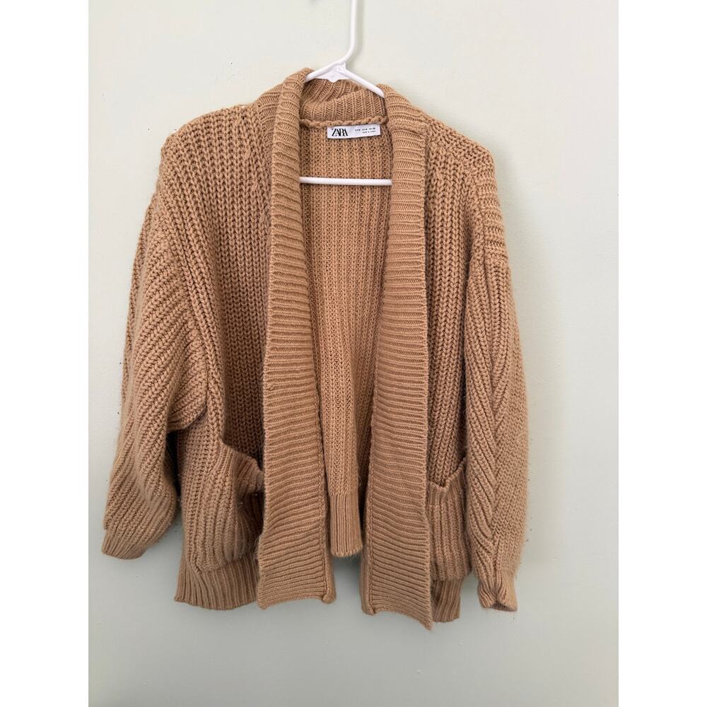 Open Front Baggy Oversized Chunky Knit Zara Cardigan Sweater with Pockets - Picture 2 of 9